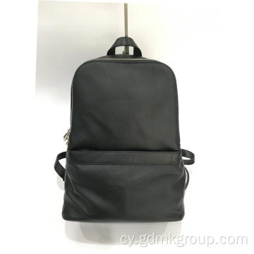 Bag Cyfrifiadur Busnes Backpack Lledr Dynion